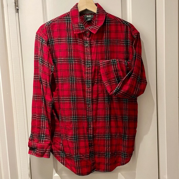 Roots Plaid Flannel Shirt - Red/Black - S - Picture 1 of 5